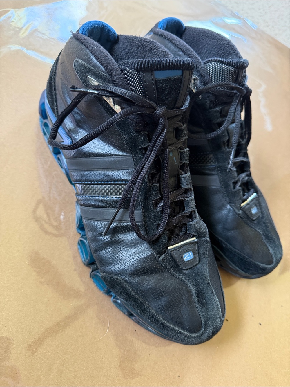 Vintage rare Adidas  Garnett‎ 3 2Malik 2005 Black Basketball Shoes Mens Size 9.5